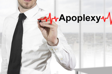 doctor drawing heartbeat line apoplexy