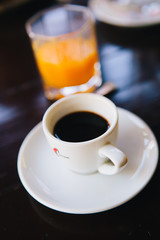 Cup of coffe and orange juice