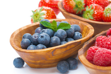 assortment of berries - raspberries, blueberries and strawberry