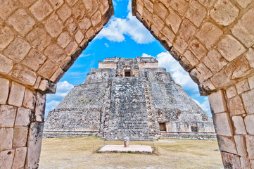 Ancient mayan pyramid in Uxmal, Yucatan, Mexico - 66342945