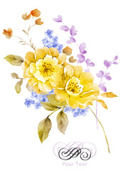 watercolor illustration flower bouquet in simple background