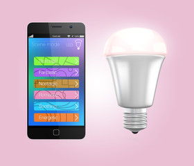 Smartphone app control LED lighting  in pink