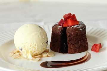 chocolate lava with ice cream