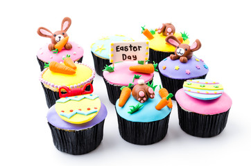 Easter cupcakes isolated white background