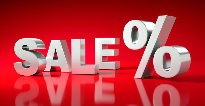 Sale + % auf rotem Untergrund