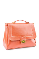 Woman leather bag isolated white background