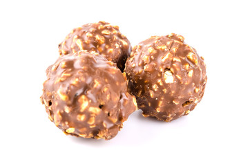 Chocolate ball isolated white background