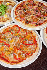 pizza with ham and mushrooms