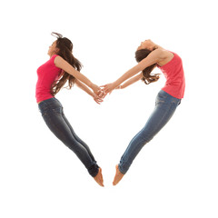 heart shaped women jumping