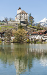 Fototapeta na wymiar Werdenberg, Buchs, Altstadt, Schloss, Frühling, Schweiz