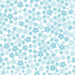 Blue seamless floral pattern on white background