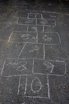 hopscotch game on asphalt