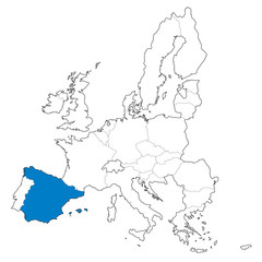 vector europe borders and spain