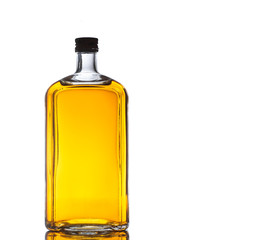 Isolated shots of whiskey with splash on white