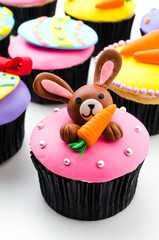 Easter cupcakes isolated white background