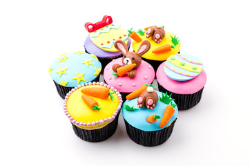 Easter cupcakes isolated white background