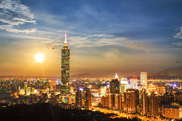 Fototapeta premium Ładny widok na miasto Taipei, Tajwan