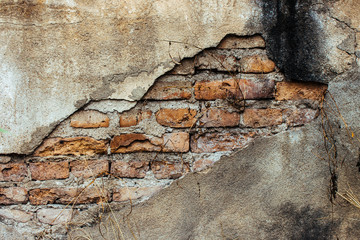 old brick wall with cracked background and texture