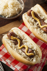 Homemade Bratwurst with Sauerkraut