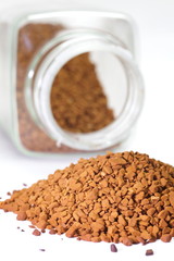 close up instant coffee powder on white