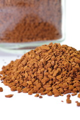 close up instant coffee powder on white