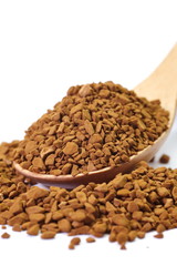 close up instant coffee powder on white