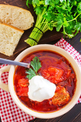 Traditional Russian-Ukrainian borscht soup