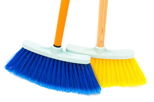 blue and yellow broom