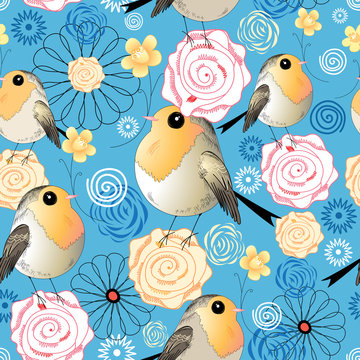 pattern of birds and flowers
