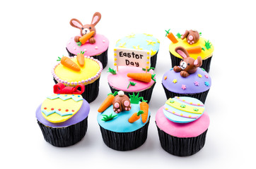 Easter cupcakes isolated white background