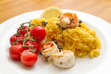 Paella with scrimps