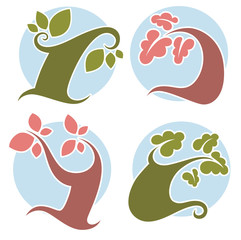 vector set of ecology and nature, signs and icons