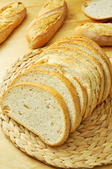 slices of pan de payes, a round bread typical of Catalonia, Spai