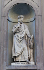 Dante Alighieri monument in Galleria degli Uffizi in Florence