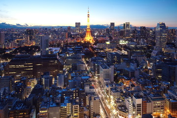 Fototapeta na wymiar Tokyo cityscape at downtown tokyo in twilight