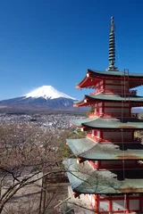Papier Peint photo autocollant Mont Fuji Chureito pagoda and mountain fuji