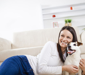 Young woman with her dog