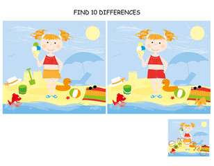find 10 differences -  summer / little girl