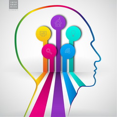 Human head with diagram infographics - symbol Freedom and creati