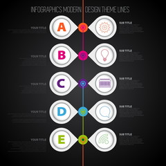 Dark Infographic template with pointers and icons - vector illus