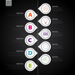 Dark Infographic template with pointers and icons - vector illus