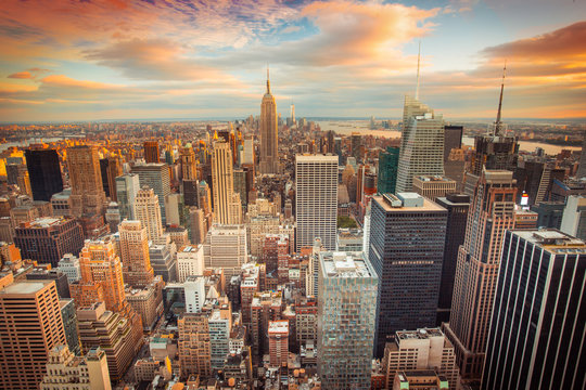 Fototapeta Fototapeta Widok na Nowy Jork podczas zmierzchu panorama na wymiar