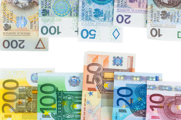 Euro and new polish zloty banknotes