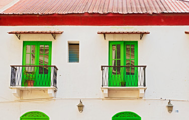 Green windows in old house