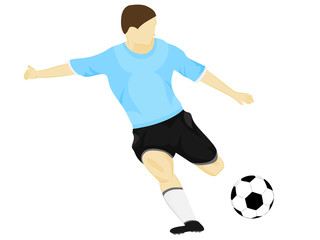 isolated blue dress soccer player shooting vector