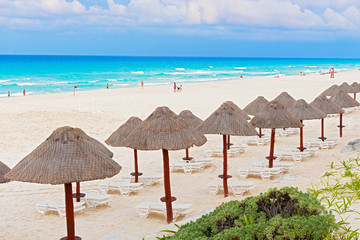Beach on Caribbean sea in Cancun, Mexico