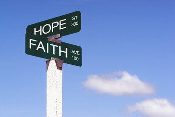Fototapeta premium Hope Faith Emotion Idea Signs Crossraods Street Avenue Sign
