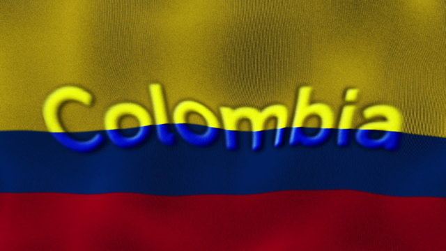 Colombia Flag and Text, Textile Background