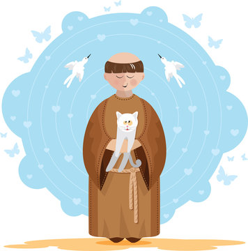 S&atilde;o Francisco de Assis com gatinho