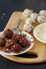 Sesame and chocolate candy a